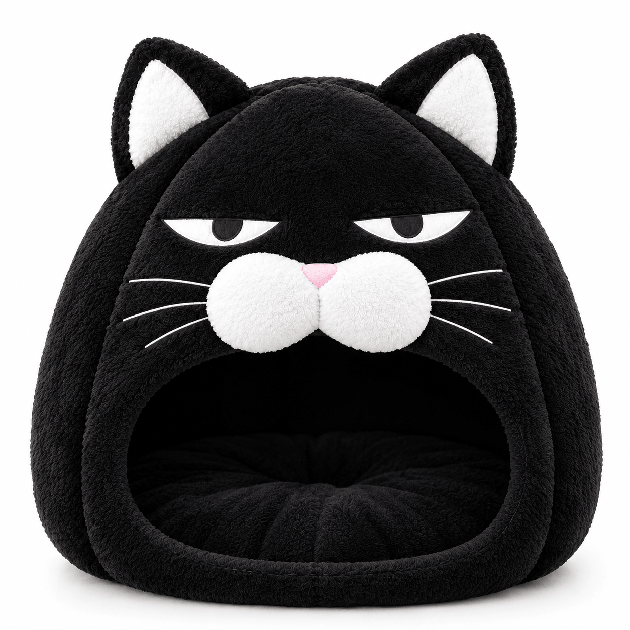 cat face cat bed manufacturer, black cat bed manufacturer China, covered cat bed OEM